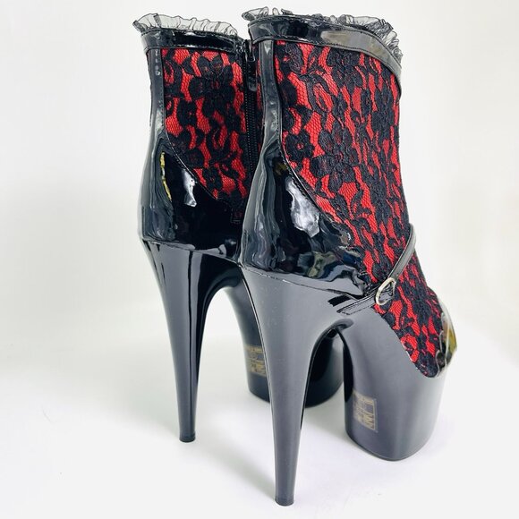 Ellie Shoes Camila Platform Lace Ankle Boot Black Faux Leather Size 10 - Picture 4 of 7